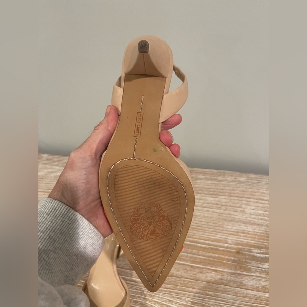 Vince Camuto Tan and Coral Kitten heels - Picture 5 of 6